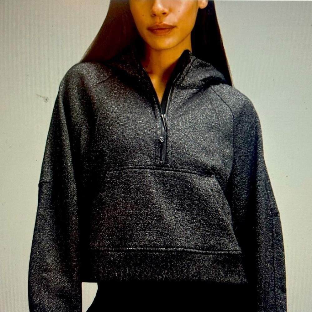 Lululemon Athletica Black Sparkle spark Scuba Half-Zip Hoodie